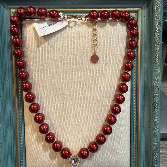 Charter Club Dark Red Pearls Lariat Tower Necklace NWT - Picture 4 of 8